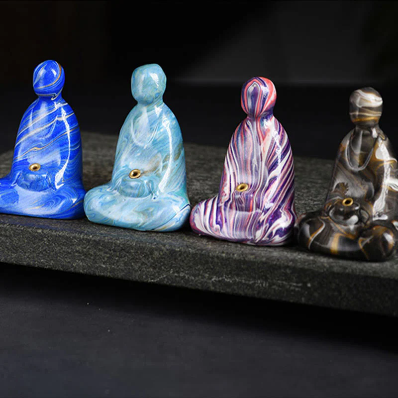 Buddha Stones Mini Buddha senza forma Legno di ebano laccato Artigianato Porta incenso Decorazione della pace - Image 19