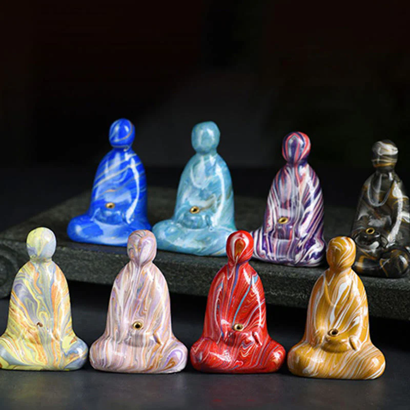 Buddha Stones Mini Buddha senza forma Legno di ebano laccato Artigianato Porta incenso Decorazione della pace - Image 2