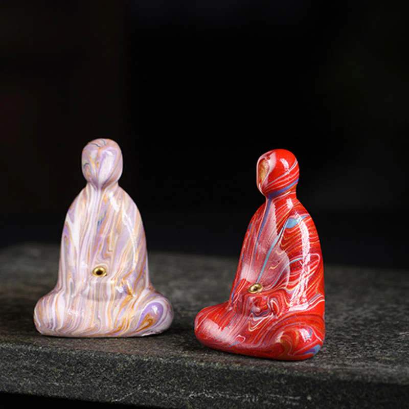 Buddha Stones Mini Buddha senza forma Legno di ebano laccato Artigianato Porta incenso Decorazione della pace - Image 20