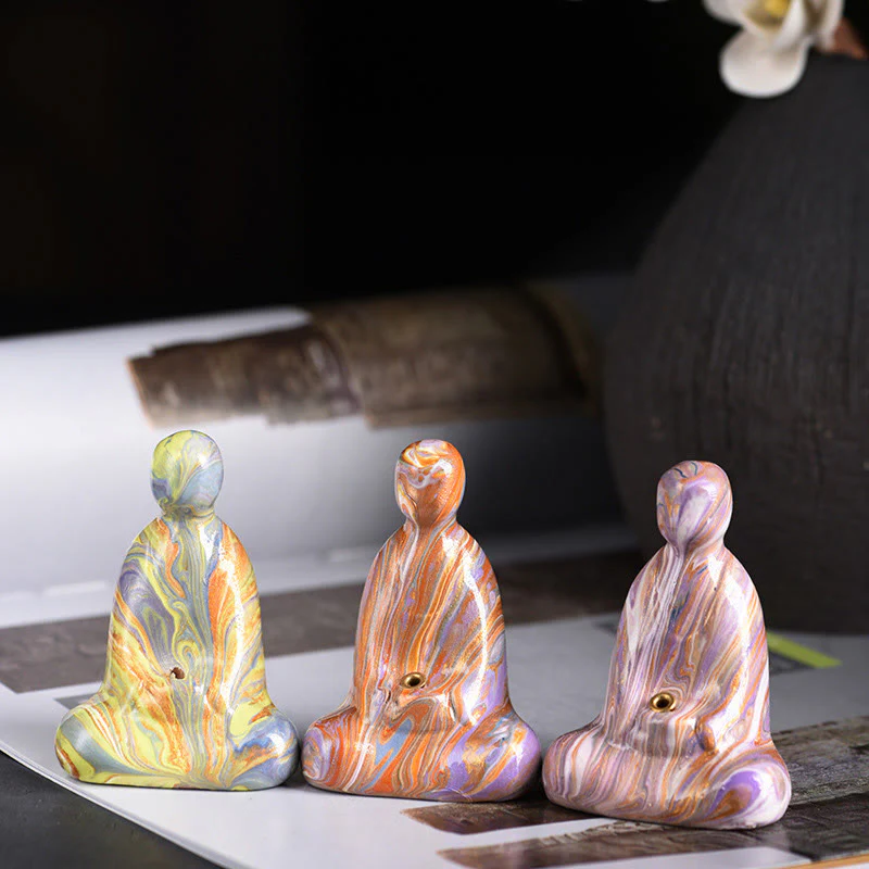 Buddha Stones Mini Buddha senza forma Legno di ebano laccato Artigianato Porta incenso Decorazione della pace - Image 21