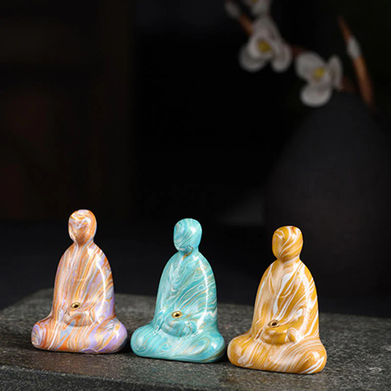 Buddha Stones Mini Buddha senza forma Legno di ebano laccato Artigianato Porta incenso Decorazione della pace - Image 22