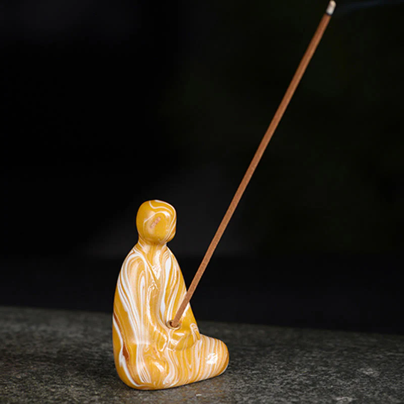 Buddha Stones Mini Buddha senza forma Legno di ebano laccato Artigianato Porta incenso Decorazione della pace - Image 23