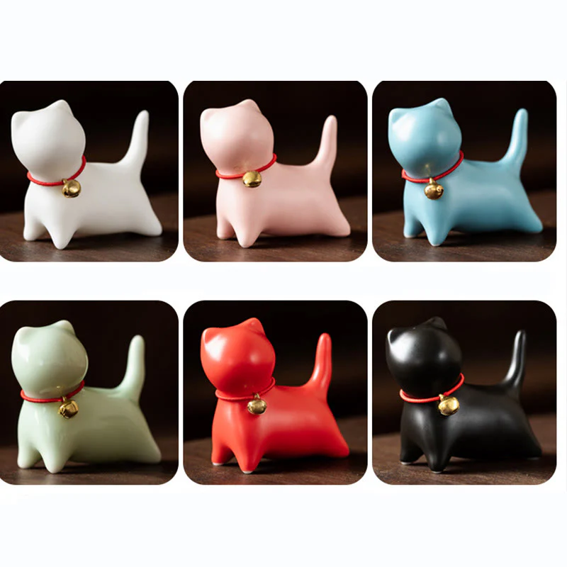 Buddha Stones Mini Carino in Piedi Sdraiato Gatto Tè Animale Domestico Ceramica Casa Scrivania Figurina Decorazione - Image 16