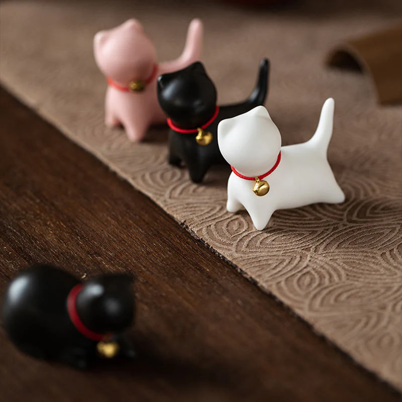 Buddha Stones Mini Carino in Piedi Sdraiato Gatto Tè Animale Domestico Ceramica Casa Scrivania Figurina Decorazione - Image 17