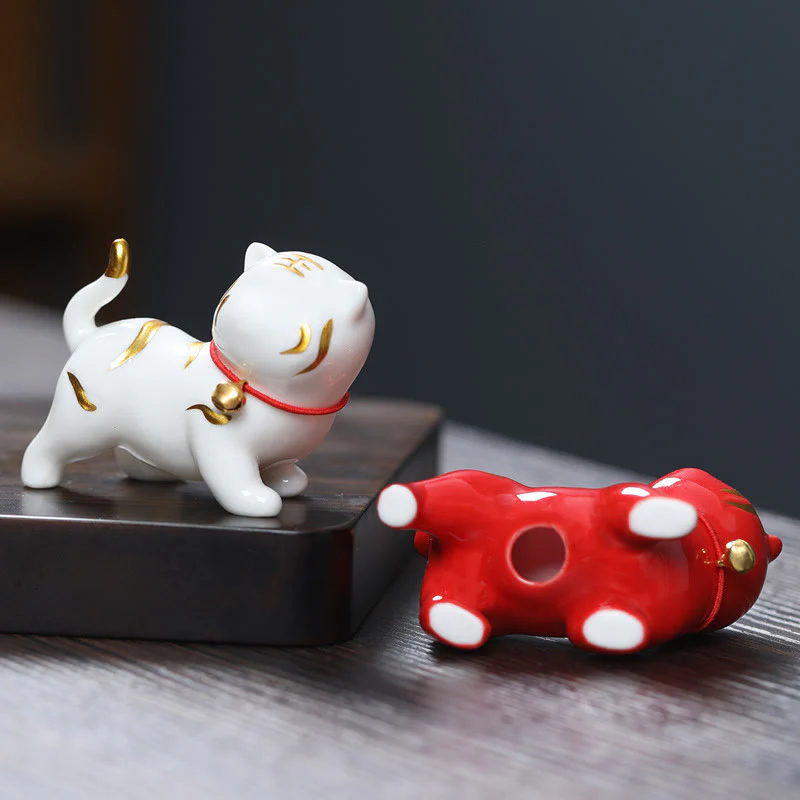 Buddha Stones Mini Carino Tigre Tea Pet Ceramica Casa Scrivania Figurina Decorazione - Image 9