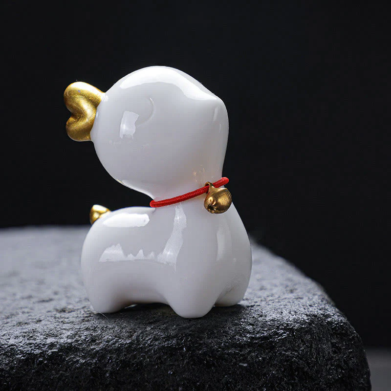Buddha Stones Mini Cervo Tea Pet Ceramica Casa Scrivania Figurina Decorazione - Image 4