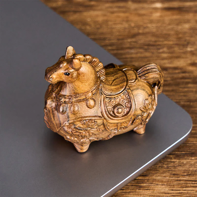 Buddha Stones Mini decorazione Anno del Cavallo Loto Ebano Tiglio Legno Sandalo Verde 5,5*5*3,2cm - Image 10