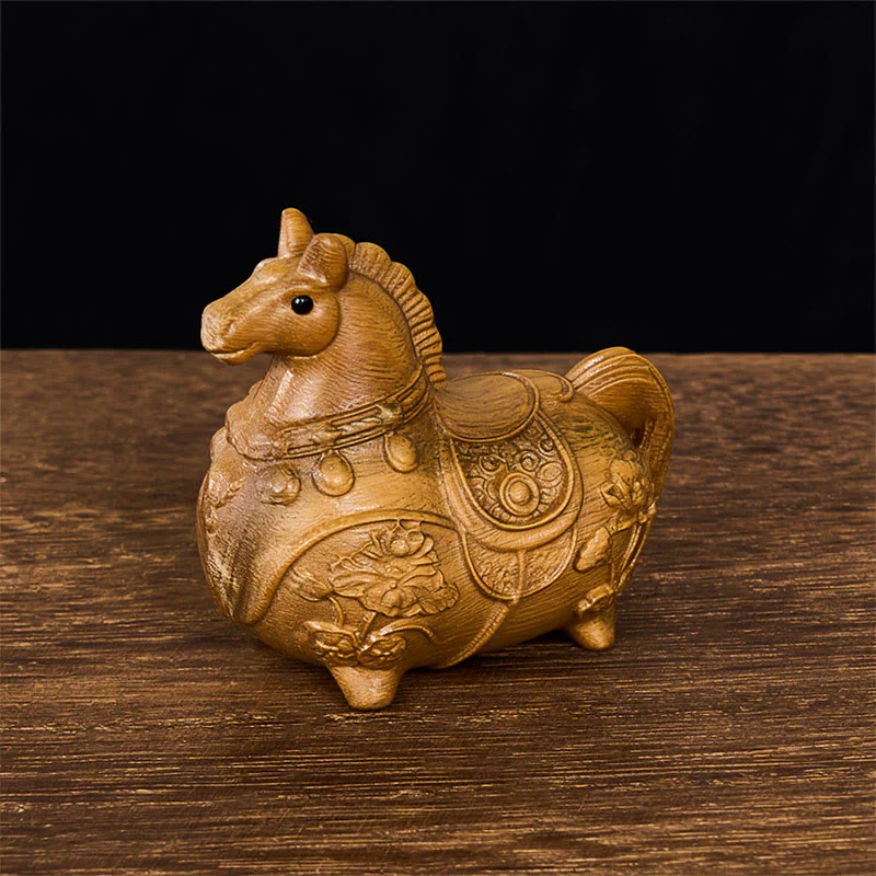 Buddha Stones Mini decorazione Anno del Cavallo Loto Ebano Tiglio Legno Sandalo Verde 5,5*5*3,2cm - Image 16