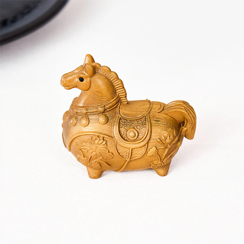 Buddha Stones Mini decorazione Anno del Cavallo Loto Ebano Tiglio Legno Sandalo Verde 5,5*5*3,2cm - Image 18