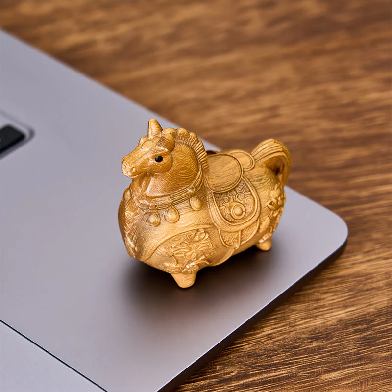 Buddha Stones Mini decorazione Anno del Cavallo Loto Ebano Tiglio Legno Sandalo Verde 5,5*5*3,2cm - Image 19