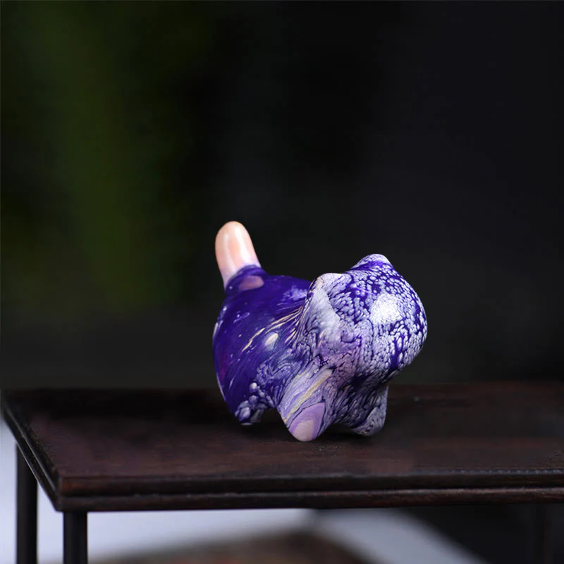 Buddha Stones Mini Gatto adorabile Legno di ebano laccato Artigianato Decorazione della pace - Image 13