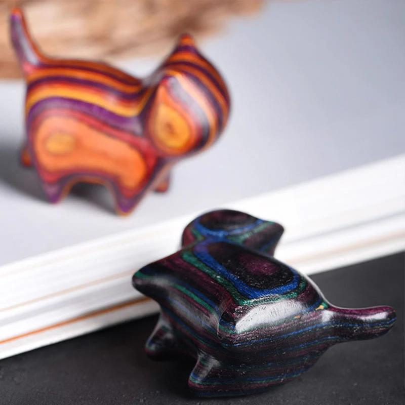 Buddha Stones Mini Gatto Gattino Colorato Legno Carino Decorazione per Animali Domestici - Image 10