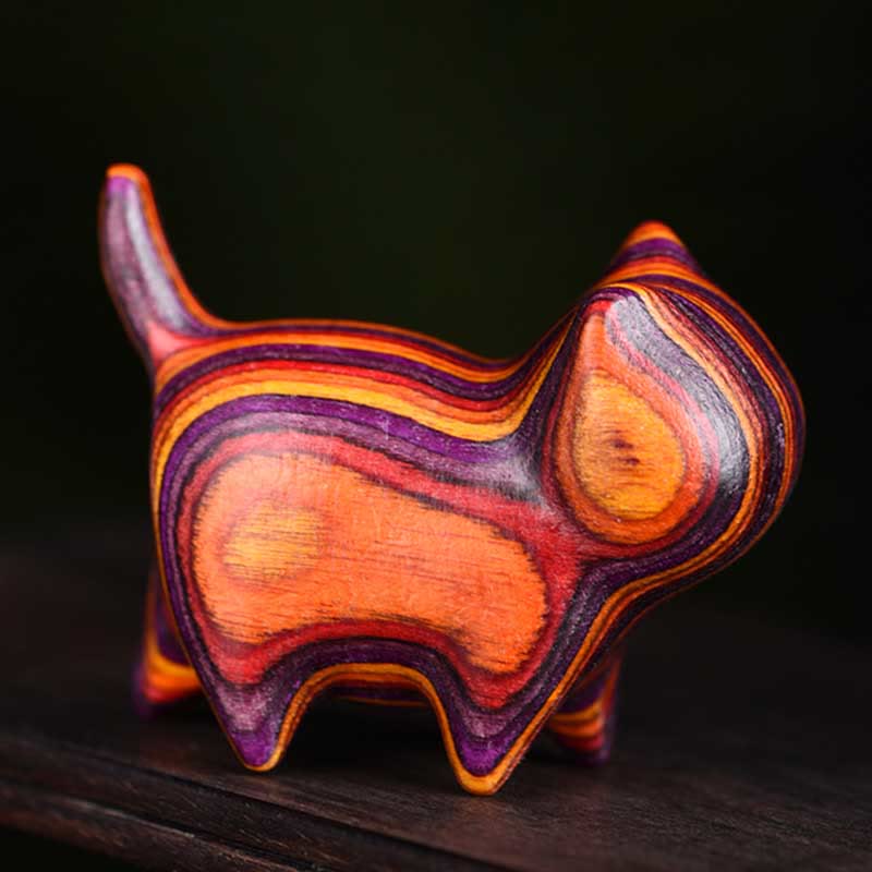 Buddha Stones Mini Gatto Gattino Colorato Legno Carino Decorazione per Animali Domestici - Image 4