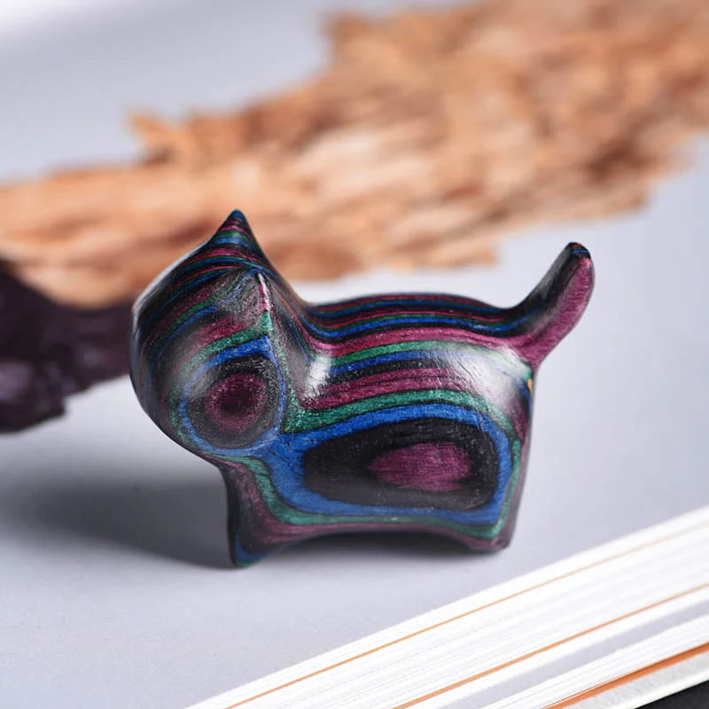 Buddha Stones Mini Gatto Gattino Colorato Legno Carino Decorazione per Animali Domestici - Image 5
