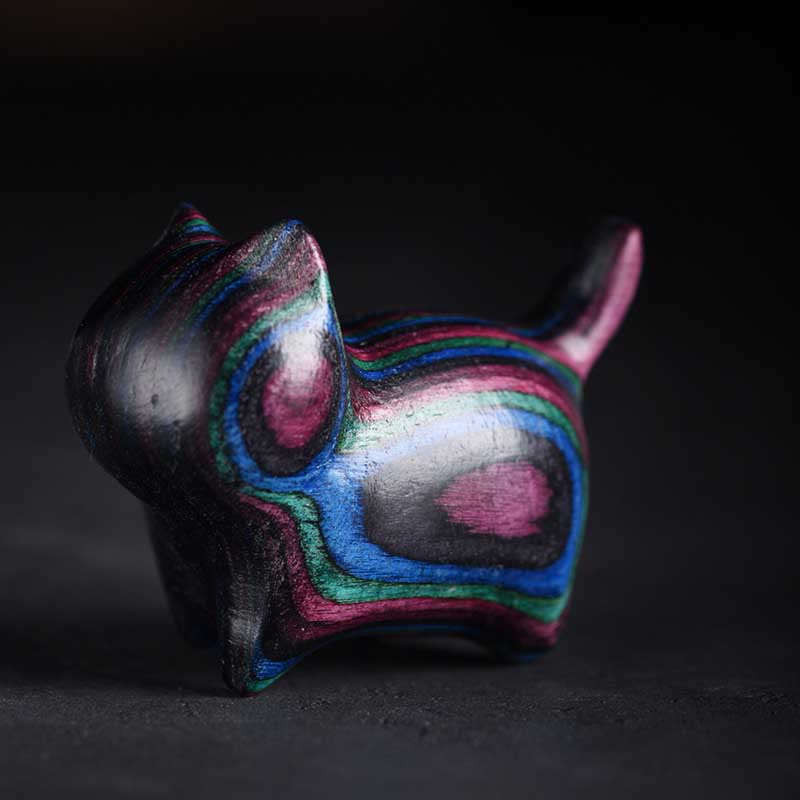 Buddha Stones Mini Gatto Gattino Colorato Legno Carino Decorazione per Animali Domestici - Image 6