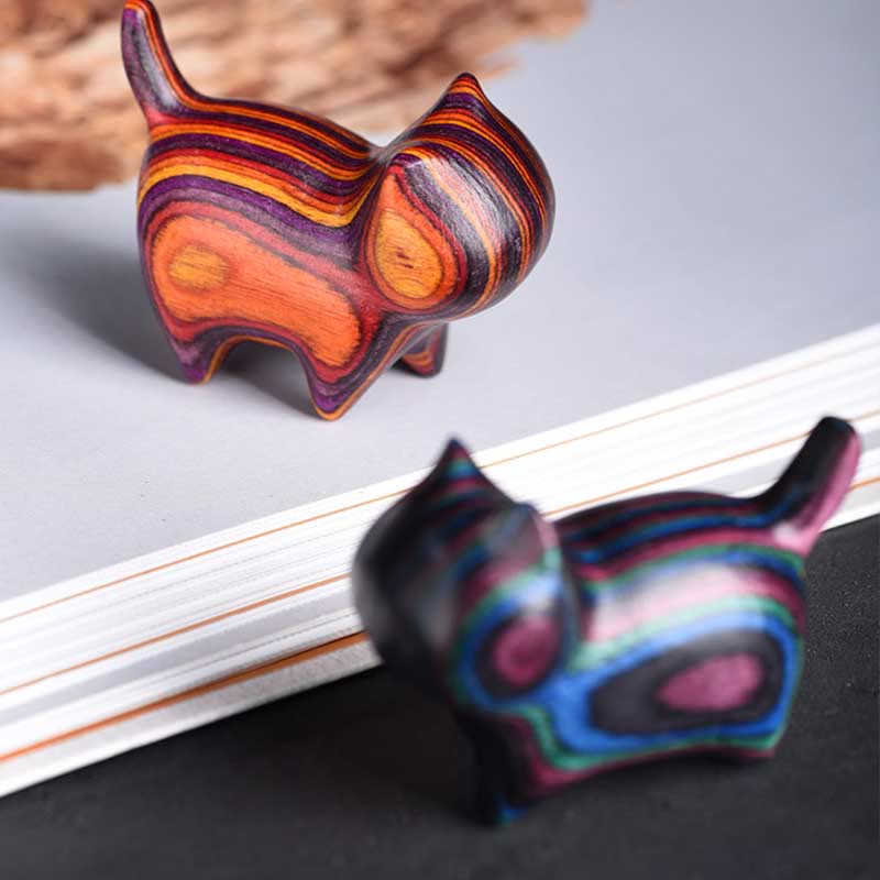 Buddha Stones Mini Gatto Gattino Colorato Legno Carino Decorazione per Animali Domestici - Image 9