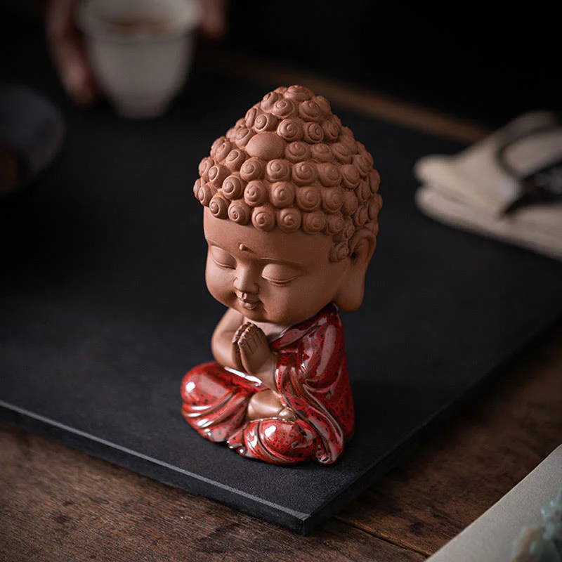 Buddha Stones Mini Gautama Buddha Sakyamuni Kwan Yin Avalokitesvara Ksitigarbha Serenity Decorazione da scrivania in ceramica - Image 6