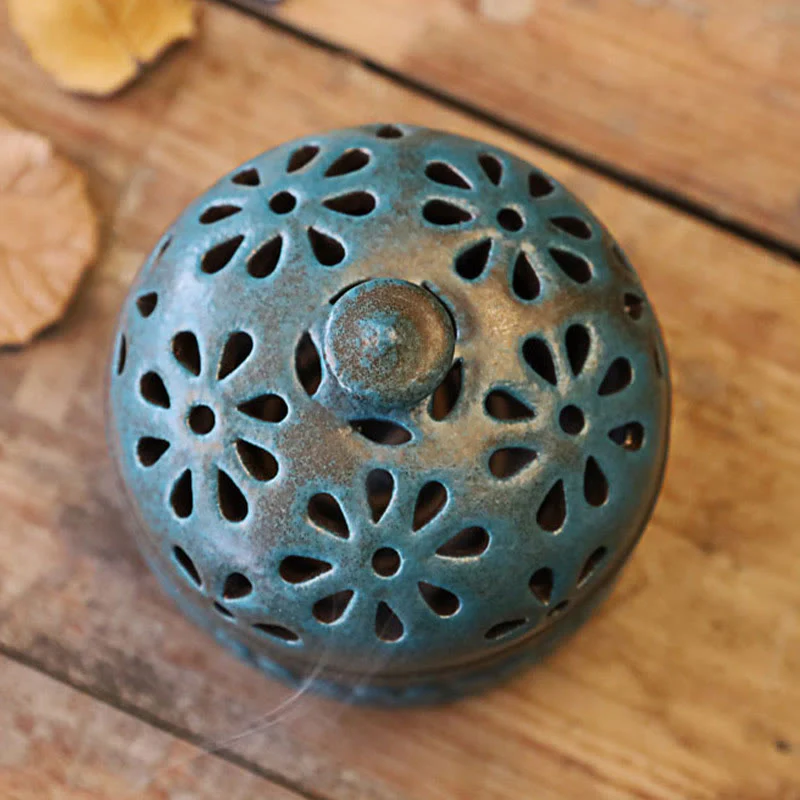 Buddha Stones Mini Hollow Meditazione Spirituale Ceramica Piccolo Bruciatore di Incenso Decorazione - Image 6