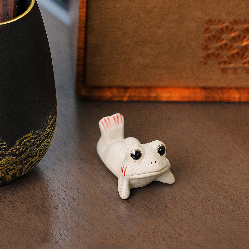 Buddha Stones Mini Piccola Rana in preghiera Ceramica Ricchezza Prosperità Casa Tè Animale domestico Figurina Decorazione - Image 4