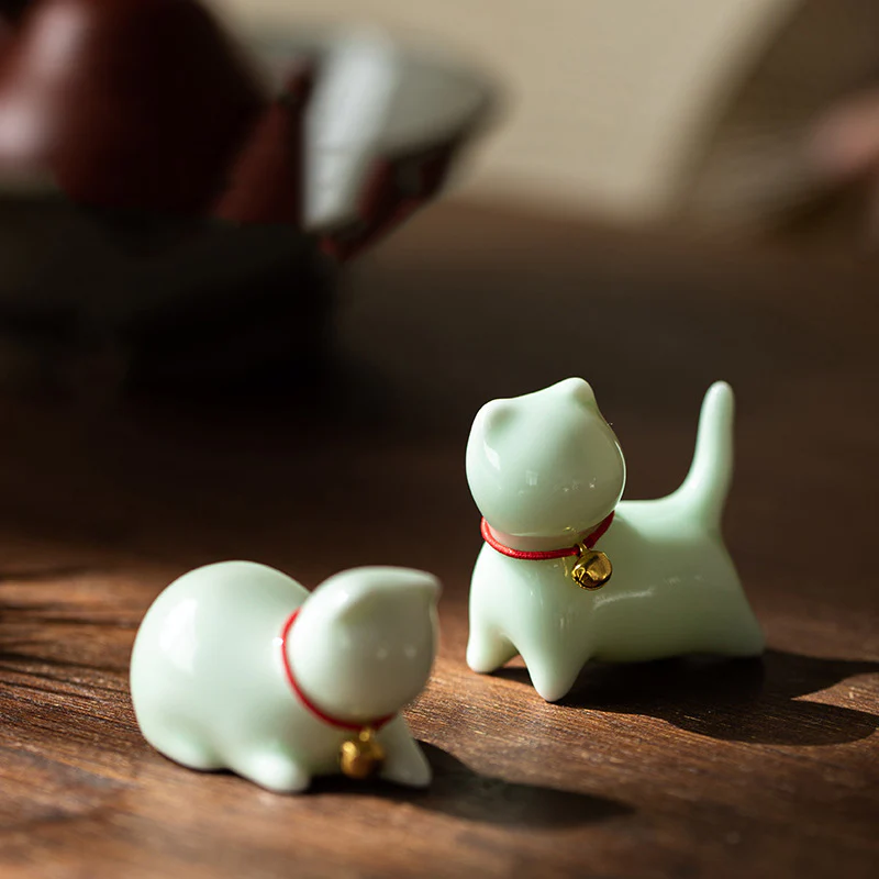 Buddha Stones Mini Piccolo Carino Gatto Tè Animale Domestico Ceramica Casa Scrivania Figurina Decorazione