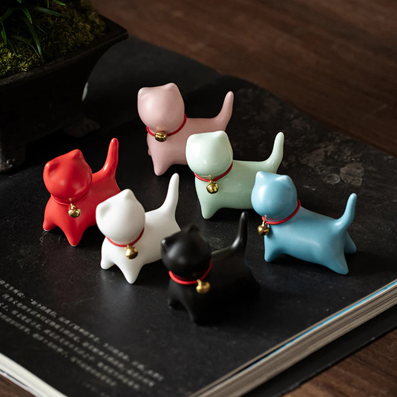 Buddha Stones Mini Piccolo Carino Gatto Tè Animale Domestico Ceramica Casa Scrivania Figurina Decorazione - Image 14