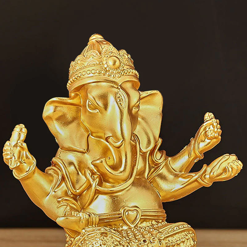 Buddha Stones Mini Piccolo Ganesh Ganpati Elefante Meditazione Statua Riflessione Casa Resina Decorazione - Image 10