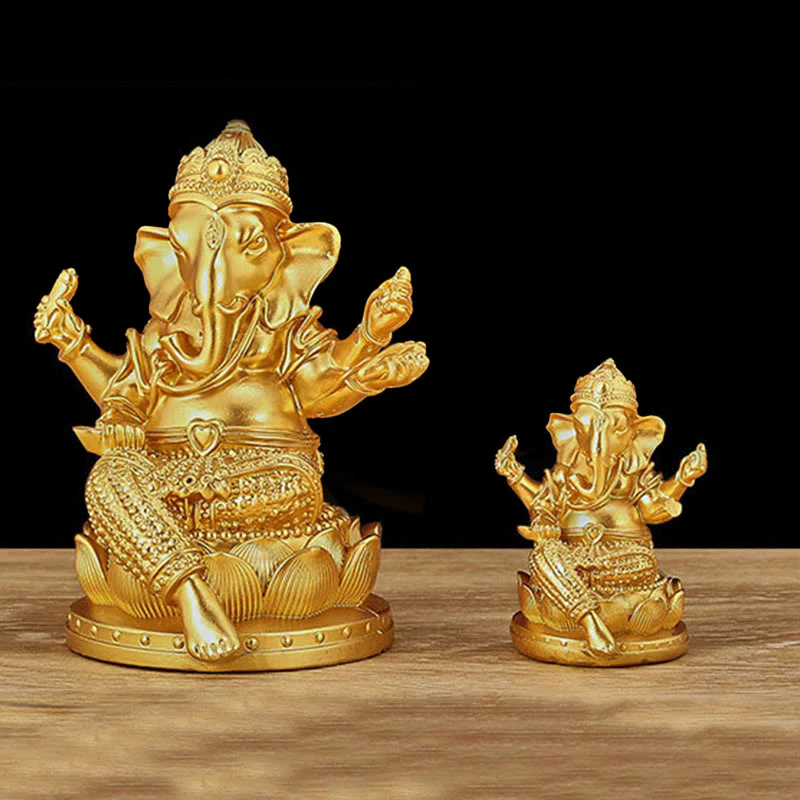 Buddha Stones Mini Piccolo Ganesh Ganpati Elefante Meditazione Statua Riflessione Casa Resina Decorazione - Image 11