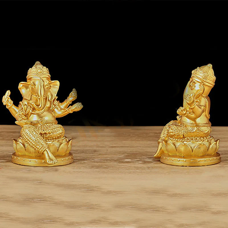 Buddha Stones Mini Piccolo Ganesh Ganpati Elefante Meditazione Statua Riflessione Casa Resina Decorazione - Image 12