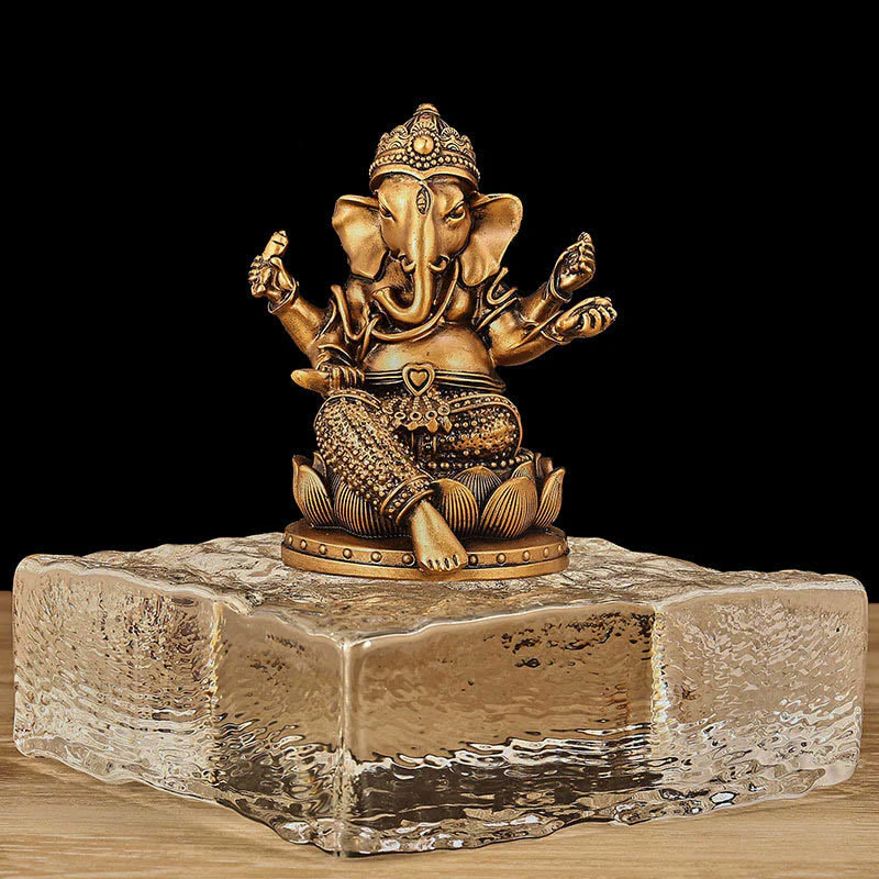 Buddha Stones Mini Piccolo Ganesh Ganpati Elefante Meditazione Statua Riflessione Casa Resina Decorazione - Image 15
