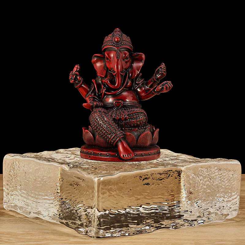 Buddha Stones Mini Piccolo Ganesh Ganpati Elefante Meditazione Statua Riflessione Casa Resina Decorazione - Image 17