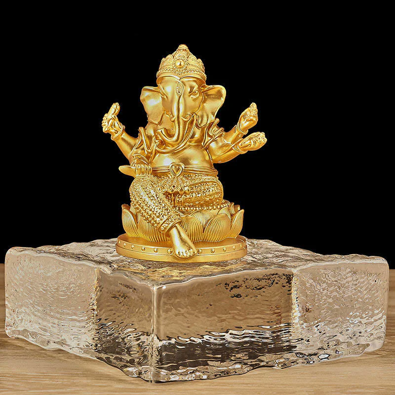 Buddha Stones Mini Piccolo Ganesh Ganpati Elefante Meditazione Statua Riflessione Casa Resina Decorazione - Image 4