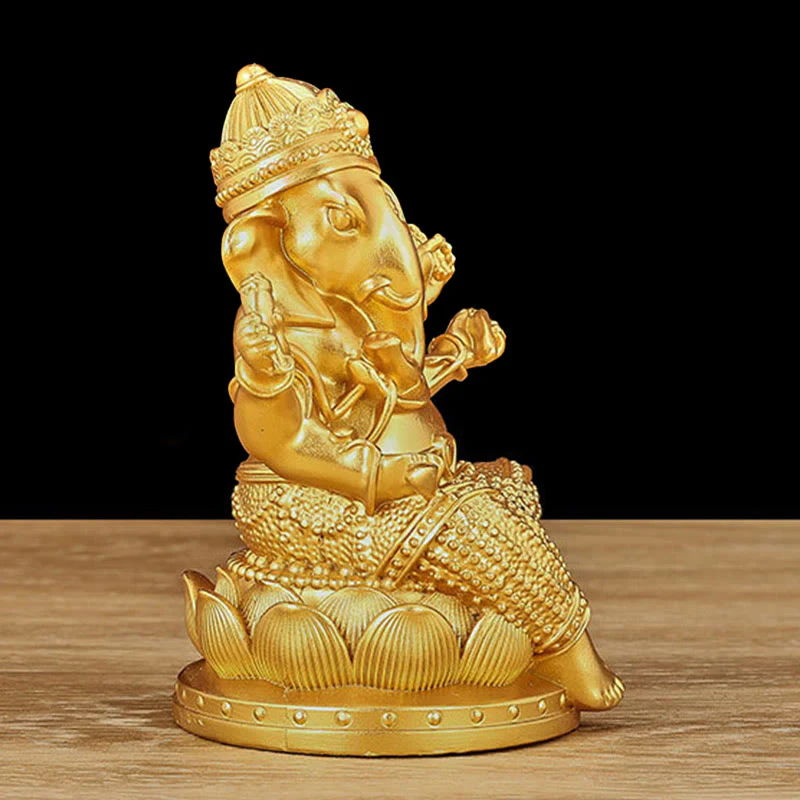 Buddha Stones Mini Piccolo Ganesh Ganpati Elefante Meditazione Statua Riflessione Casa Resina Decorazione - Image 5