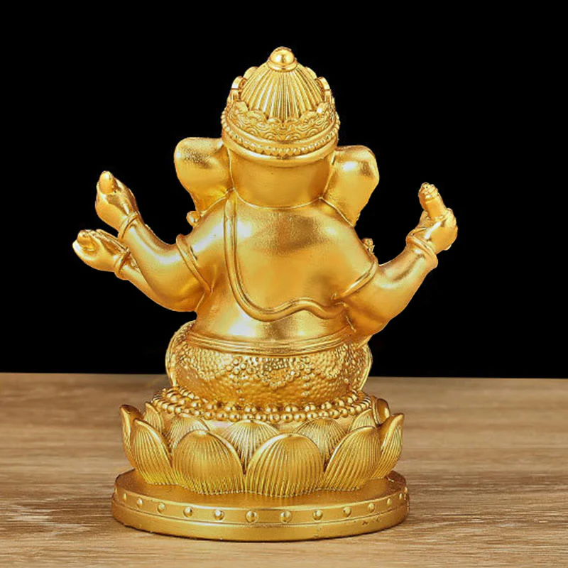 Buddha Stones Mini Piccolo Ganesh Ganpati Elefante Meditazione Statua Riflessione Casa Resina Decorazione - Image 7
