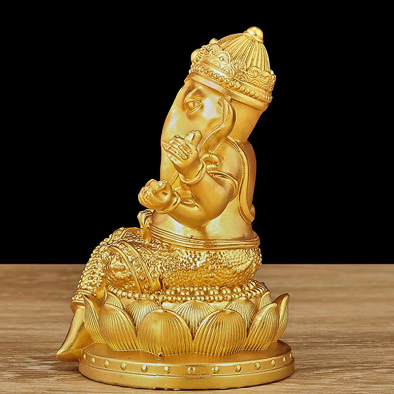 Buddha Stones Mini Piccolo Ganesh Ganpati Elefante Meditazione Statua Riflessione Casa Resina Decorazione - Image 8