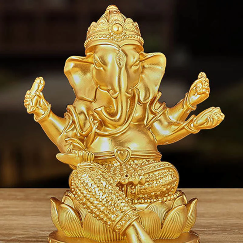 Buddha Stones Mini Piccolo Ganesh Ganpati Elefante Meditazione Statua Riflessione Casa Resina Decorazione - Image 9