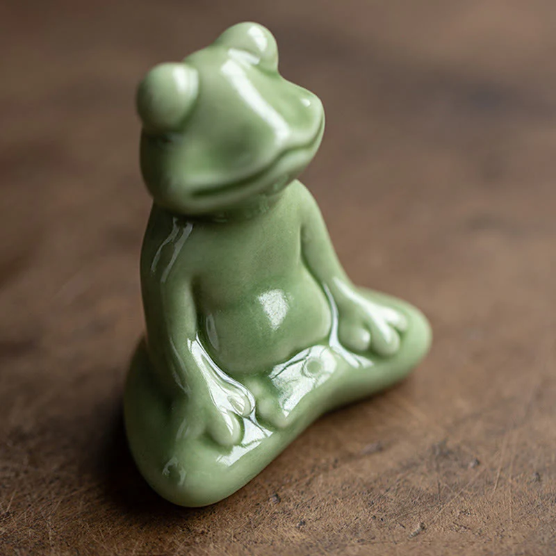 Buddha Stones Mini Piccolo Meditazione Loto Riposo Rana Ceramica Ricchezza Fortuna Casa Tè Animale Domestico Figurina Decorazione - Image 4