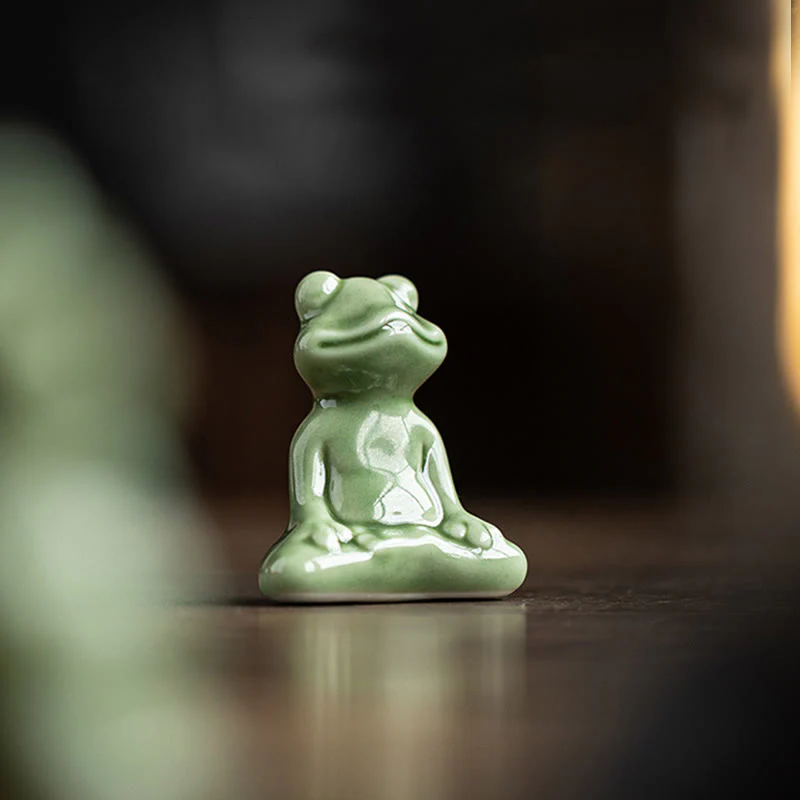 Buddha Stones Mini Piccolo Meditazione Loto Riposo Rana Ceramica Ricchezza Fortuna Casa Tè Animale Domestico Figurina Decorazione - Image 6