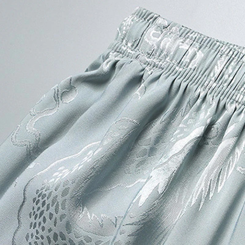 Buddha Stones Modello di drago Abito Tang Hanfu Uniforme tradizionale Maniche corte Pantaloni Abbigliamento Set da uomo - Image 10