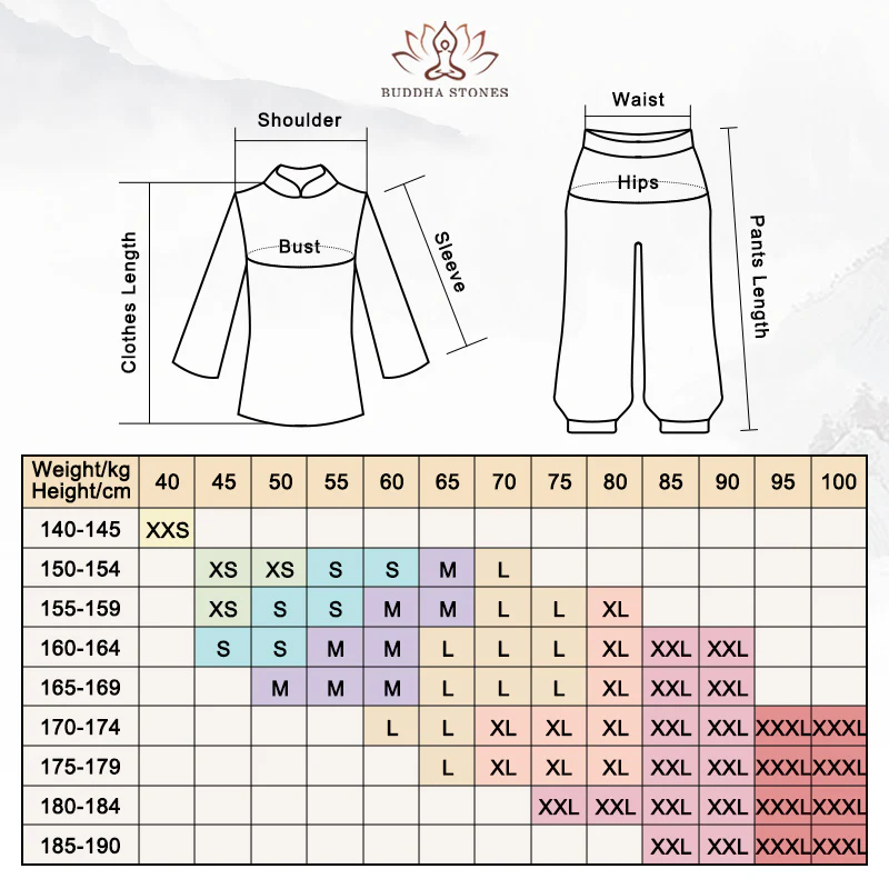 Buddha Stones Modello semplice Meditazione Preghiera Spirituale Zen Tai Chi Qigong Pratica Set di abbigliamento unisex - Image 10