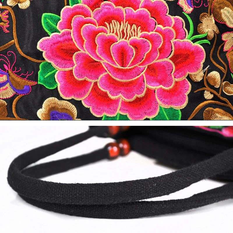 Buddha Stones Money Tree Peony Phoenix Apple Blossom Borsa a mano in tela di cotone con ricamo bifacciale - Image 20
