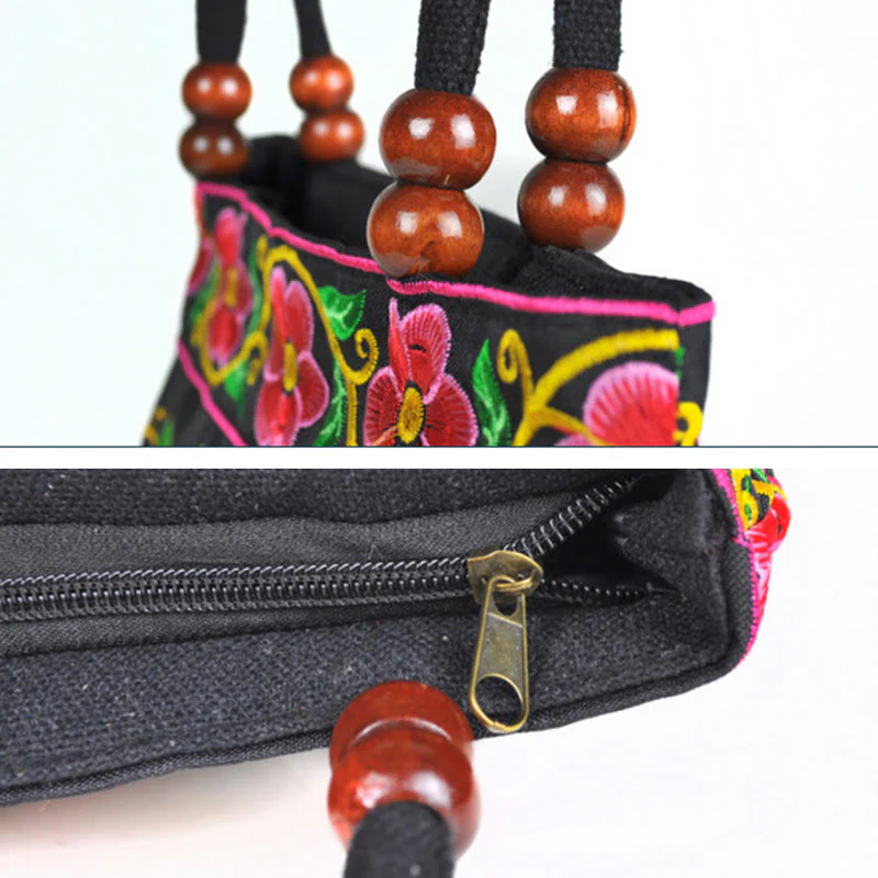 Buddha Stones Money Tree Peony Phoenix Apple Blossom Borsa a mano in tela di cotone con ricamo bifacciale - Image 21