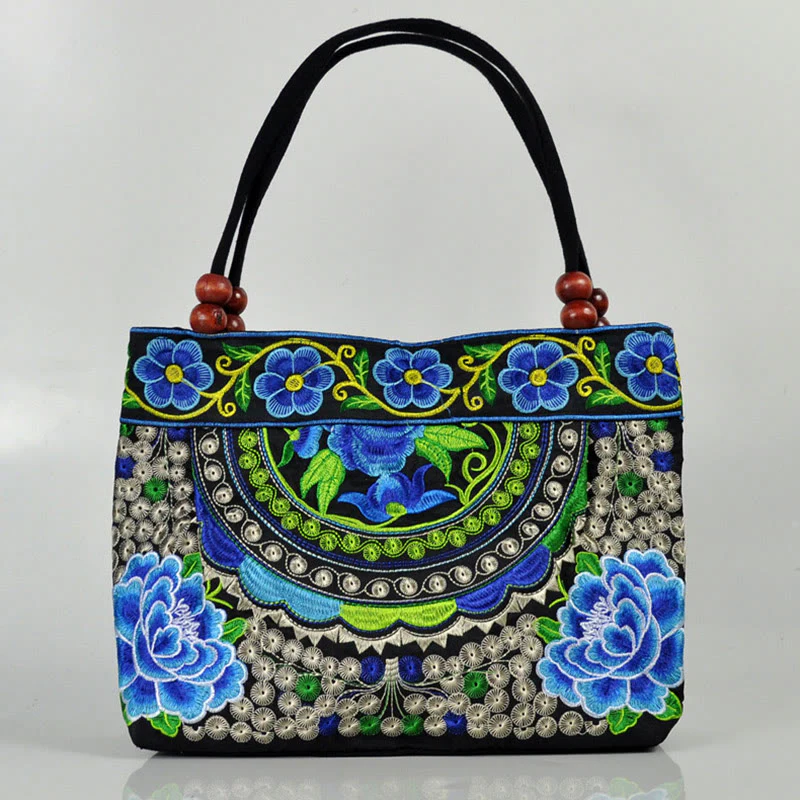 Buddha Stones Money Tree Peony Phoenix Apple Blossom Borsa a mano in tela di cotone con ricamo bifacciale - Image 6