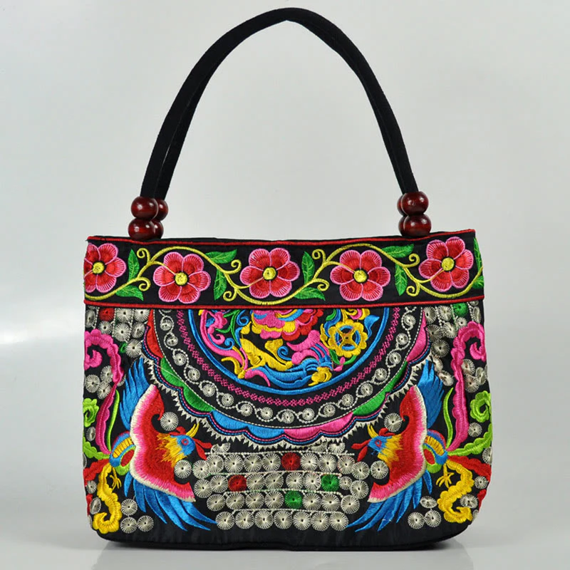 Buddha Stones Money Tree Peony Phoenix Apple Blossom Borsa a mano in tela di cotone con ricamo bifacciale - Image 9