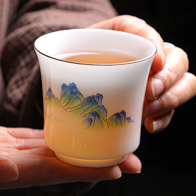 Buddha Stones Montagne Fiumi Albero Tazza da tè in ceramica Tazza da tè Kung Fu 120ml - Image 5