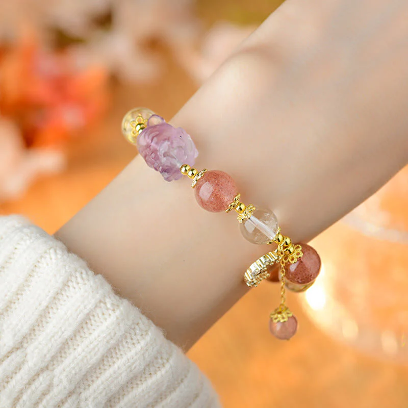 Bracciale con ciondolo a forma di luna, volpe a nove code, in cristallo di quarzo bianco Buddha Stones naturale, guarigione dell'amore - Image 6