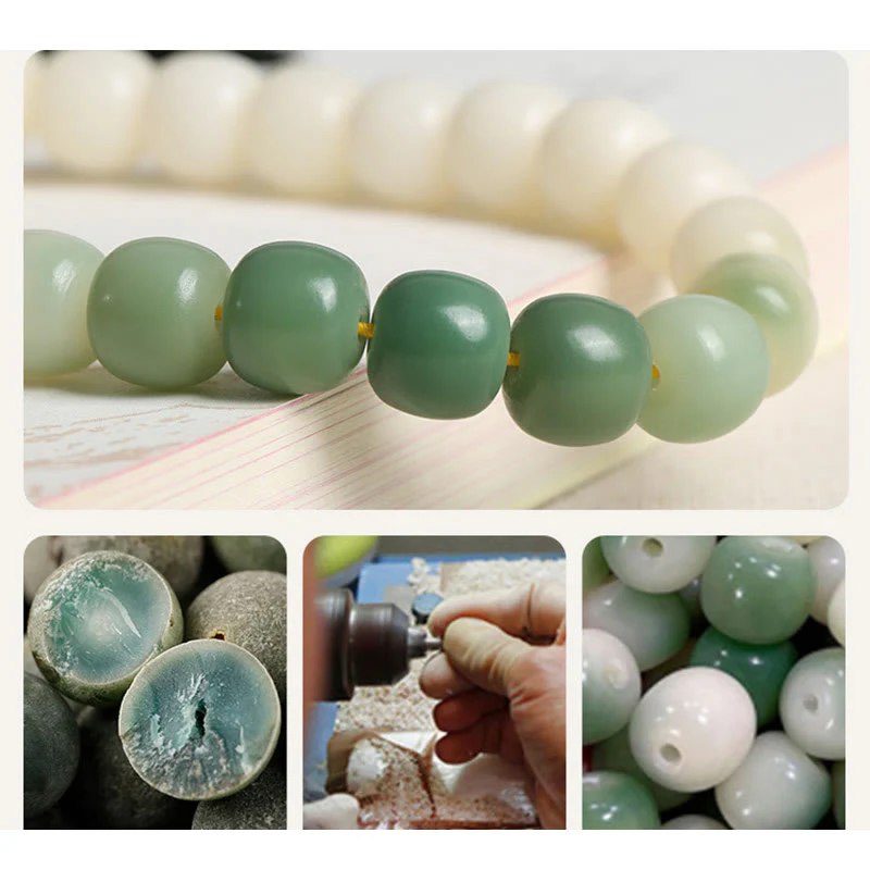 Buddha Stones Naturale Gradiente Bodhi Seed Fortuna Sacchetto di Denaro Loto Saggezza Nappa Polso Mala - Image 20