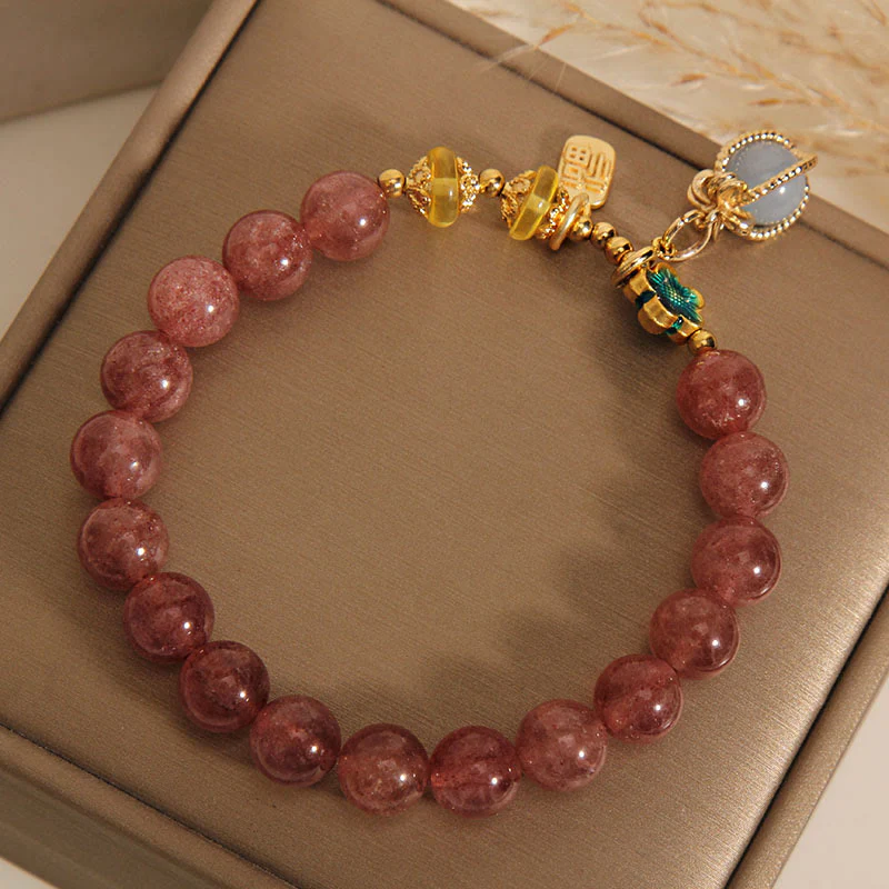 Buddha Stones Naturale Quarzo Fragola Cristallo Acquamarina Fortune Brand Bracciale Amore - Image 3