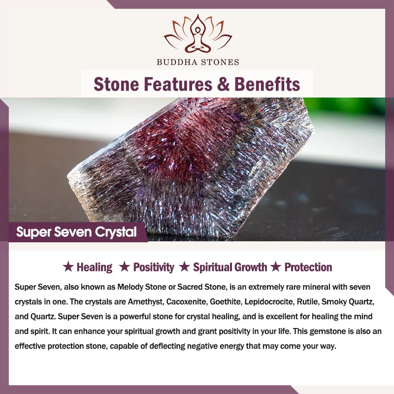 Buddha Stones naturali Super Seven Crystal Plum Blossom catena spirituale borsa decorazione appesa - Image 6