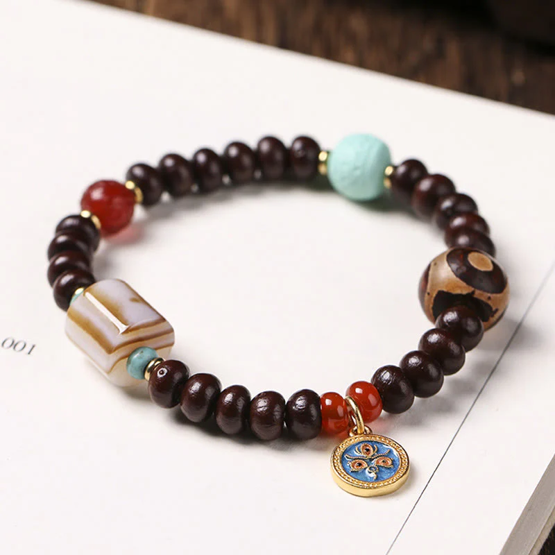 Buddha Stones naturali Tibet viola Bodhi Seed Dzi Bead Dio della ricchezza braccialetto di saggezza - Image 4