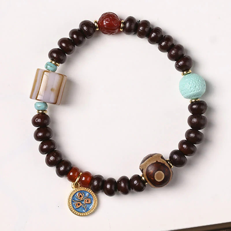 Buddha Stones naturali Tibet viola Bodhi Seed Dzi Bead Dio della ricchezza braccialetto di saggezza - Image 5